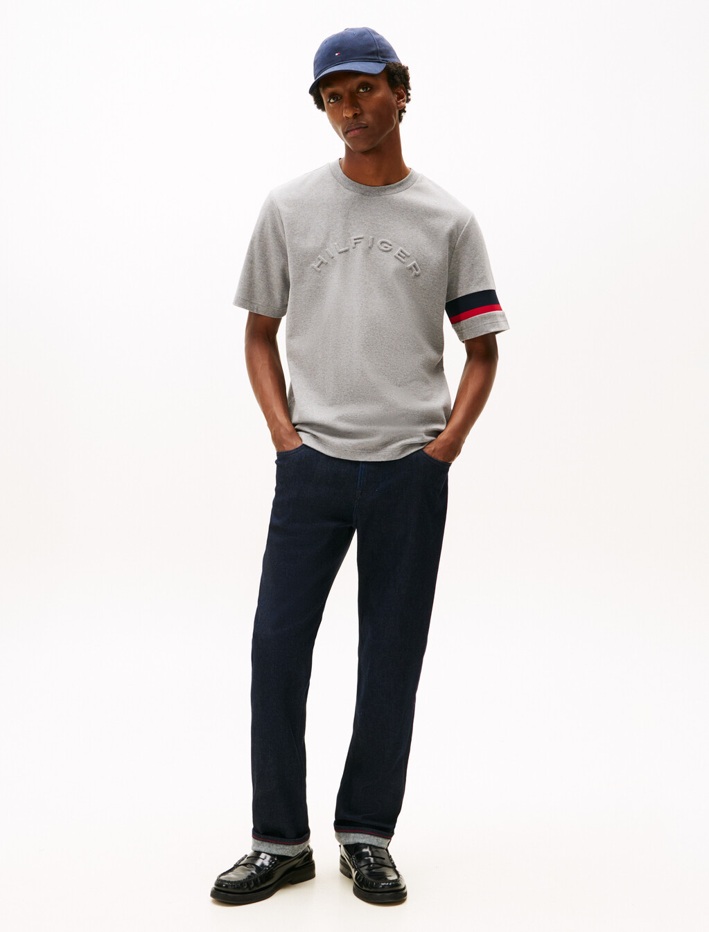 Colour-Blocked Sleeve Interlock Knit T-Shirt, Medium Grey Heather, hi-res