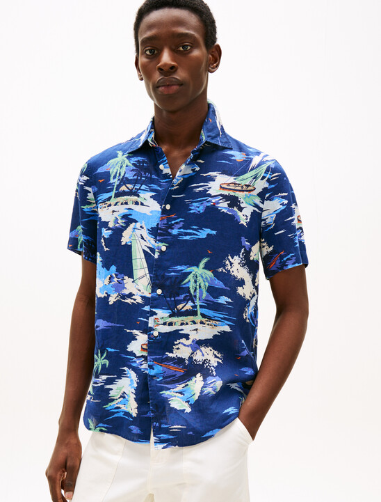 Vacation Print Linen Shirt