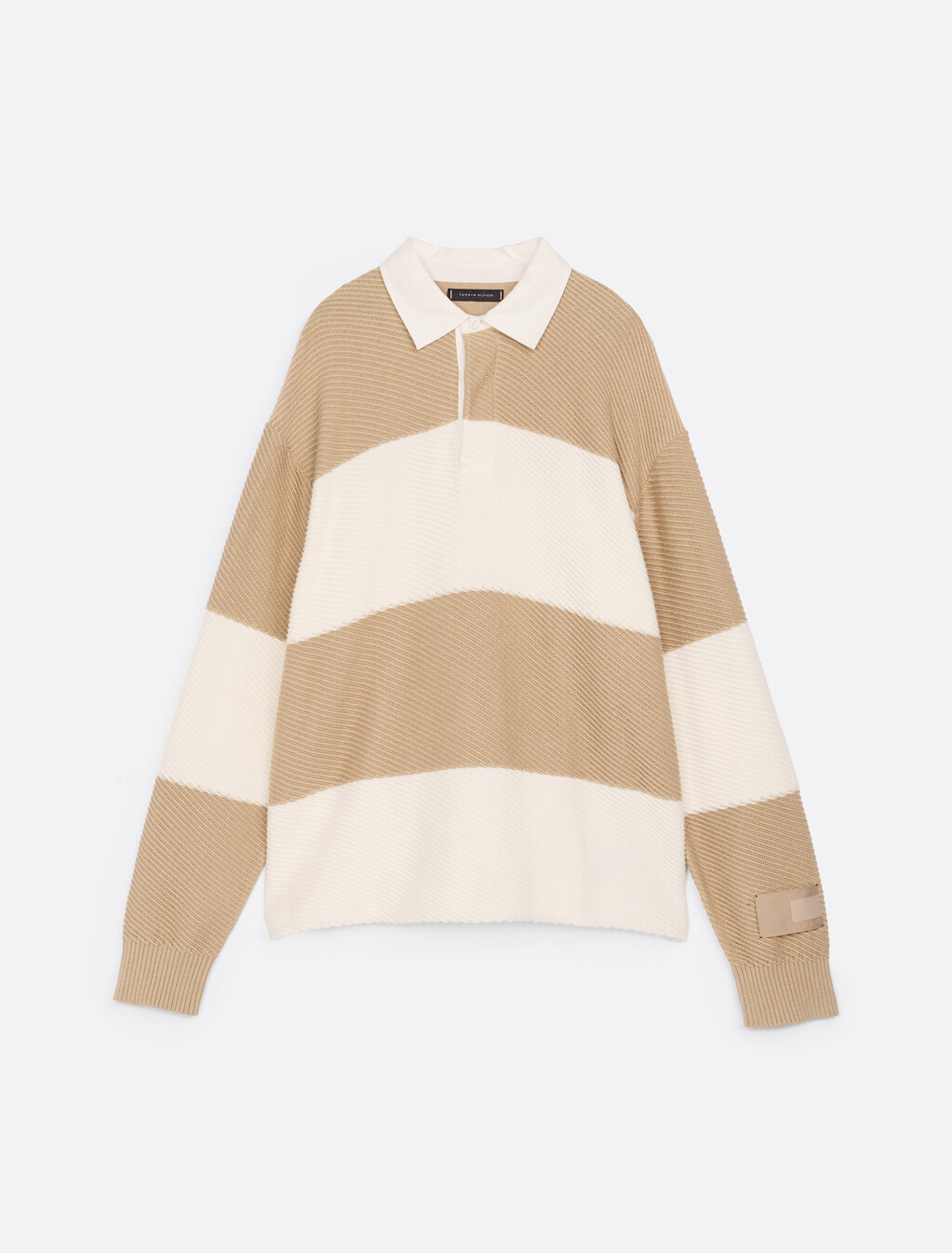 Rugby Jumper With Cashmere, Sandalwood/ Ivory Stripe, hi-res