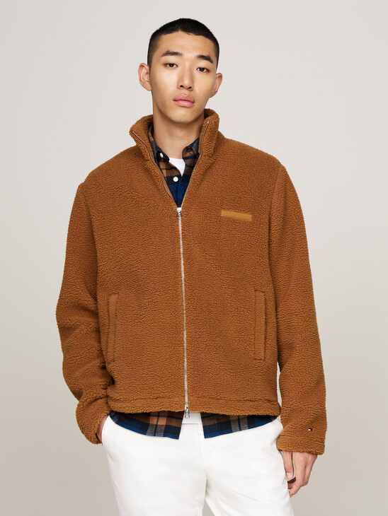 Textured Teddy Fleece Zip-Thru Sweatshirt