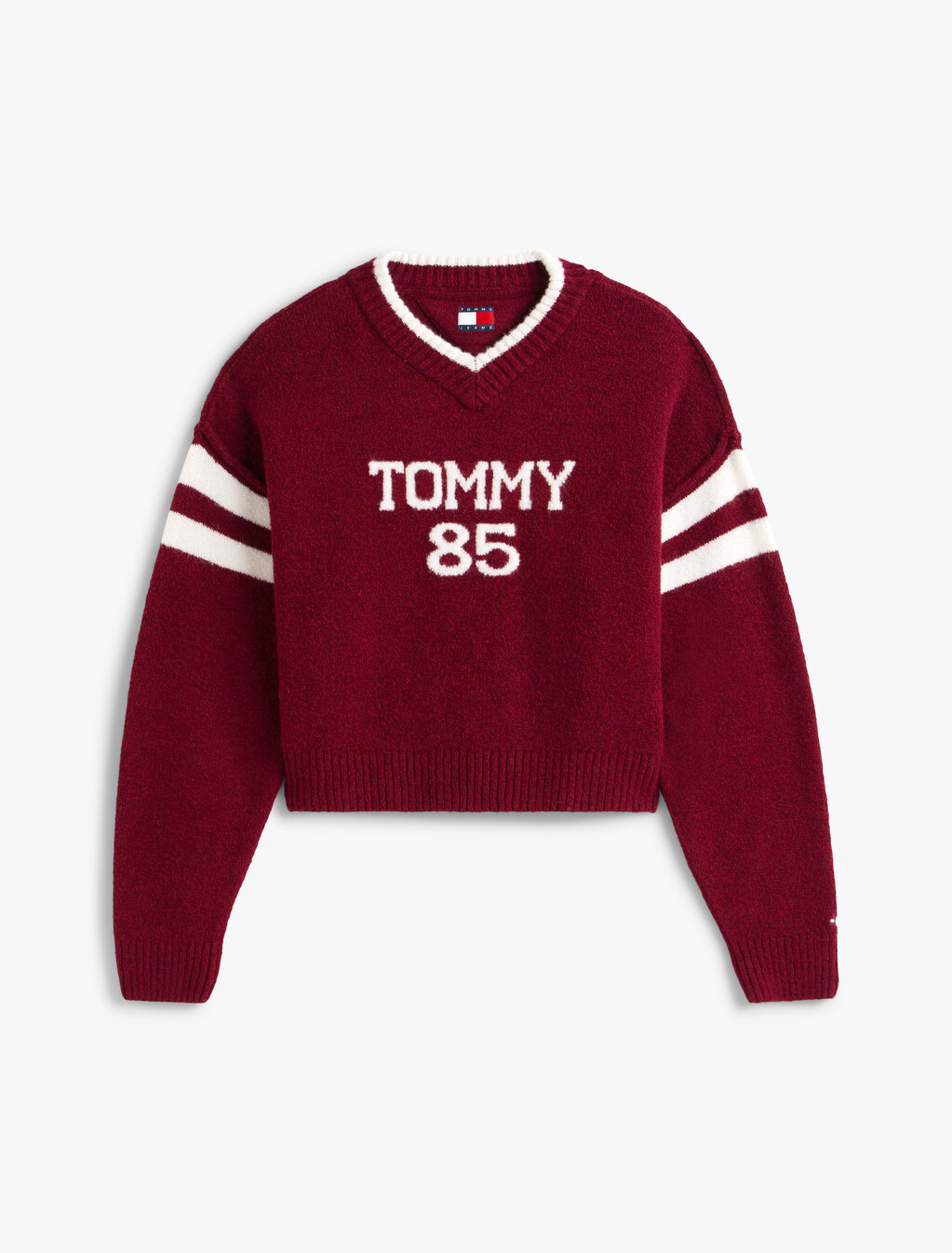 Intarsia Logo V-Neck Relaxed Jumper, Lavish Cerise, hi-res