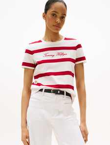Script Logo Stripe T-Shirt, Breton Stp Iovry / Med Red, hi-res