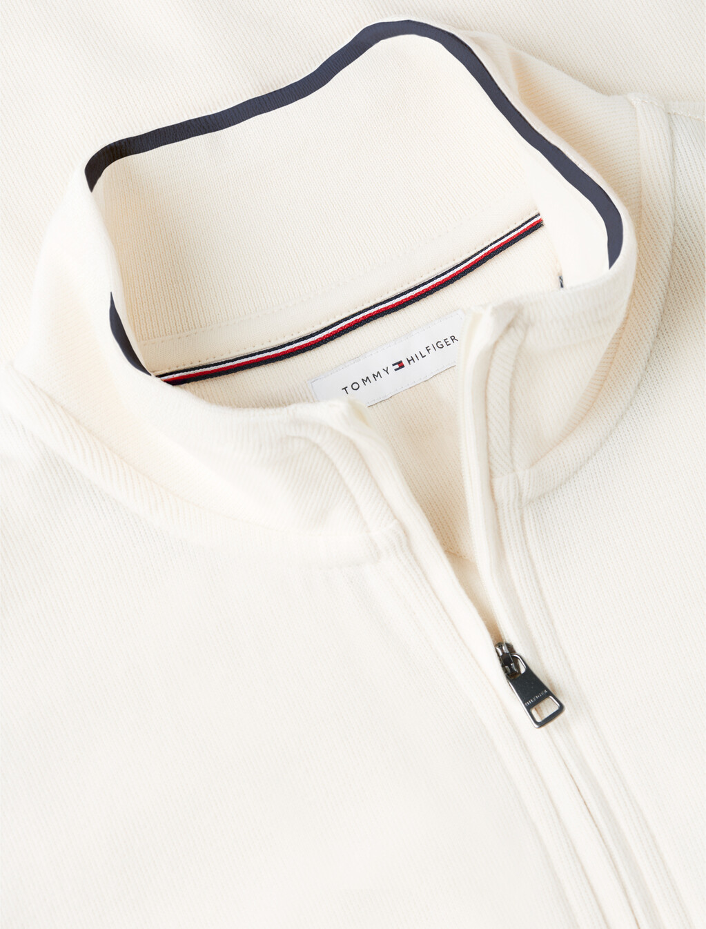 French Rib Knit 1/4 Zip Sweater, Ivory Petal, hi-res
