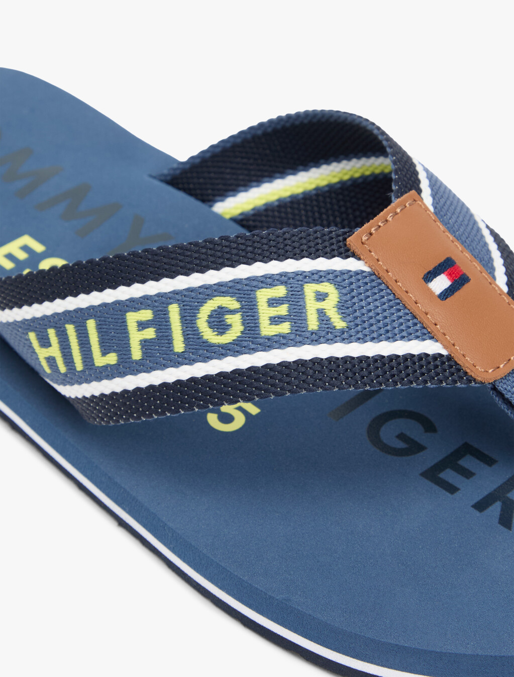 Webbing Strap Logo Flip-Flops, Aegean Sea, hi-res