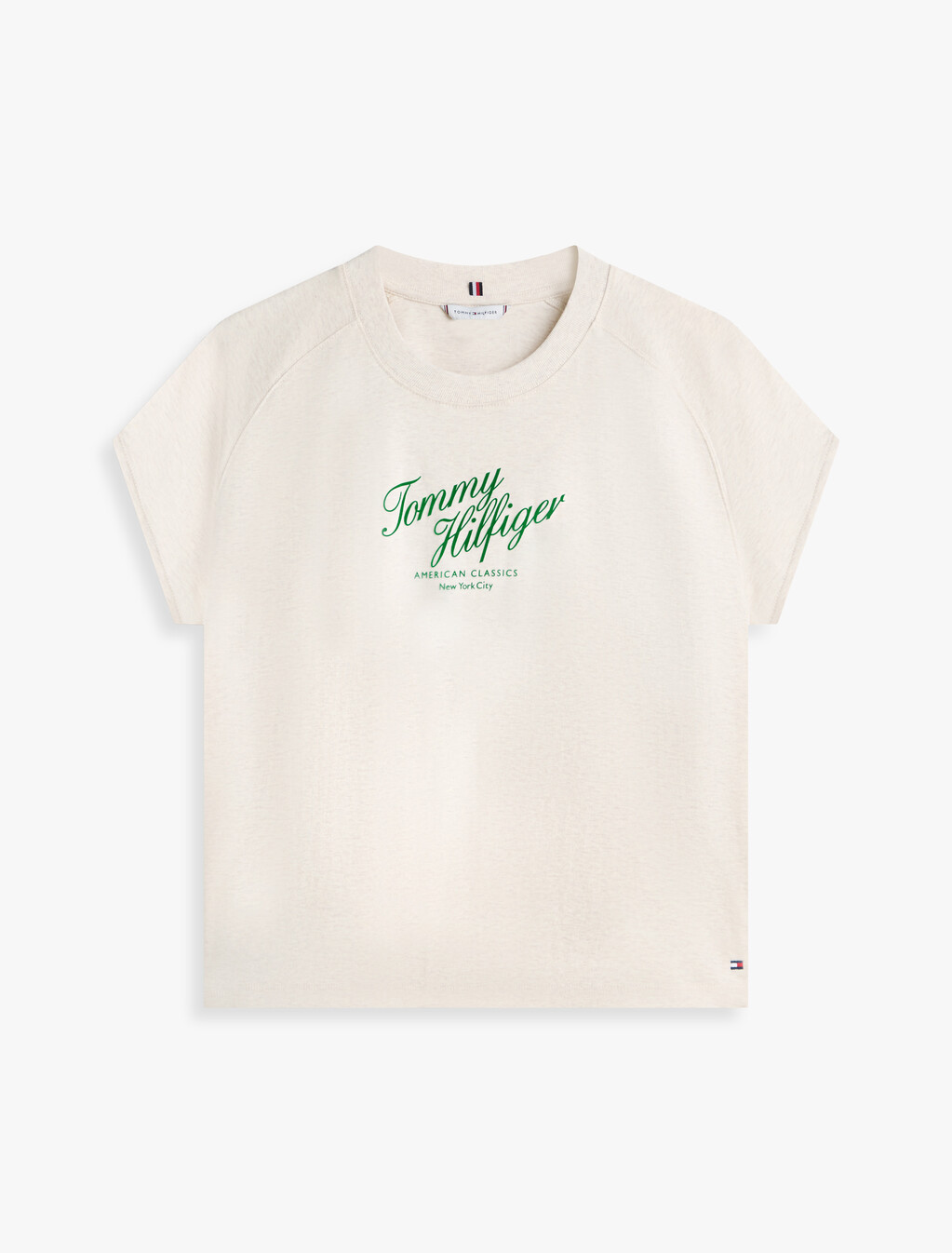 Script Logo Cap Sleeve T-Shirt, Heather Oatmilk, hi-res