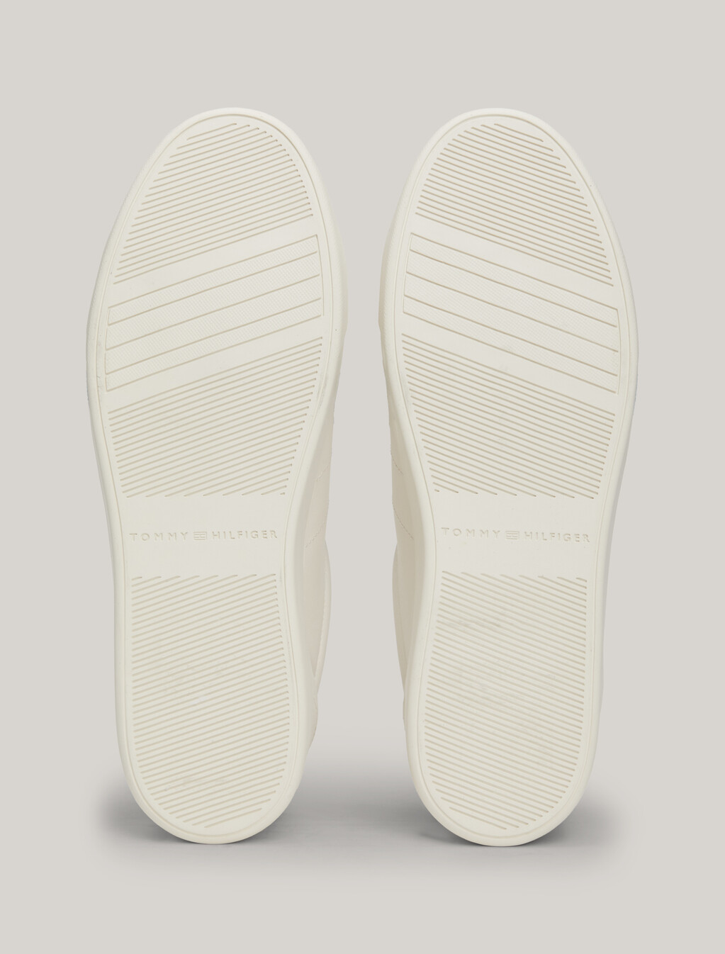 Essential TH Monogram Plaque Leather Trainers, Ancient White, hi-res