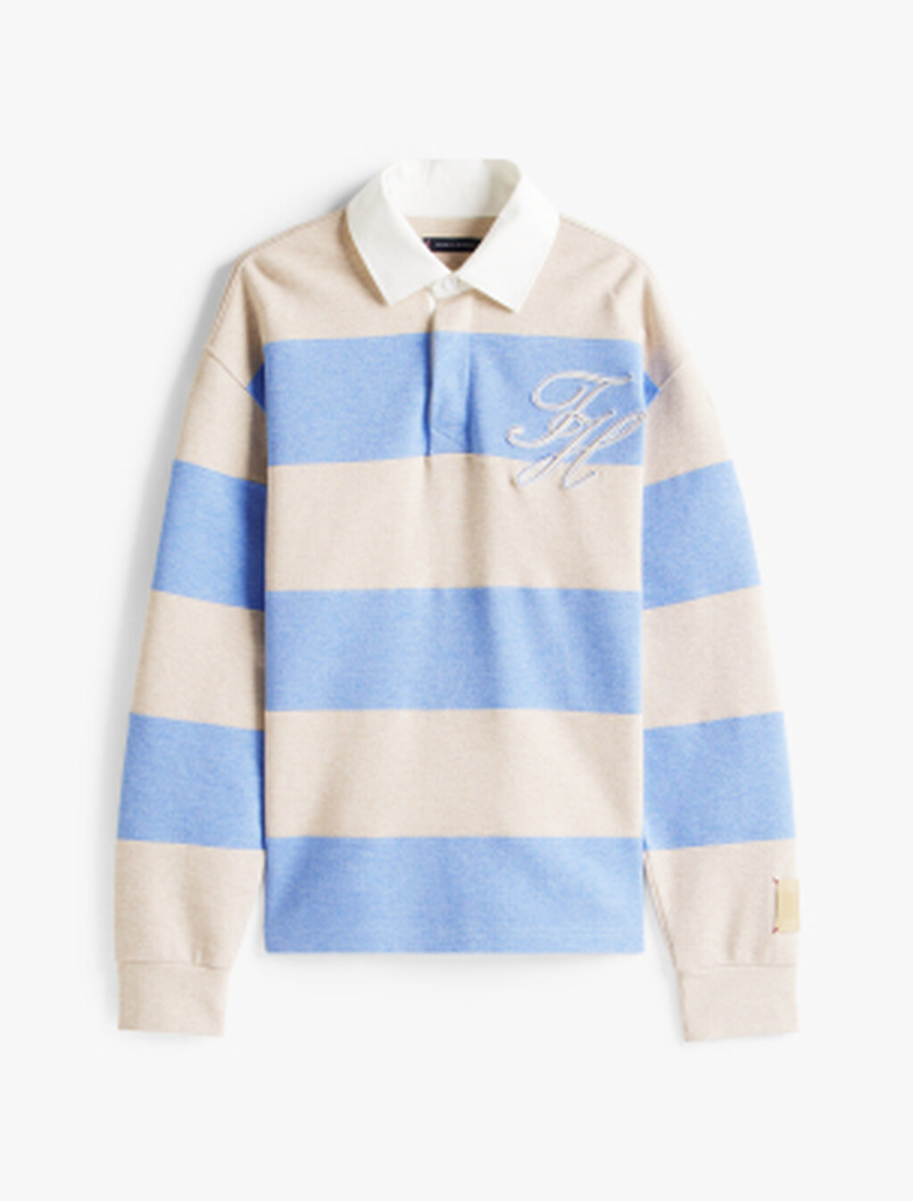 Interlock Stripe Rugby Shirt, Sandalwood Hthr/Cloudy Blue Hthr, hi-res