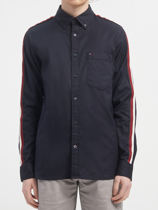 TH FLEX STRIPE TAPE SLEEVE SLIM SHIRT