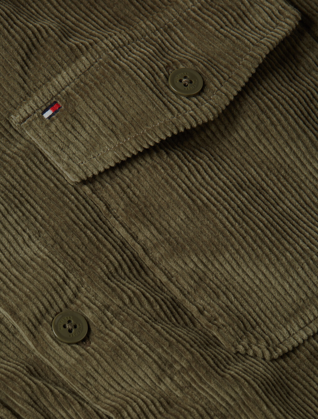 Embroidery Relaxed Corduroy Overshirt, Army Green, hi-res
