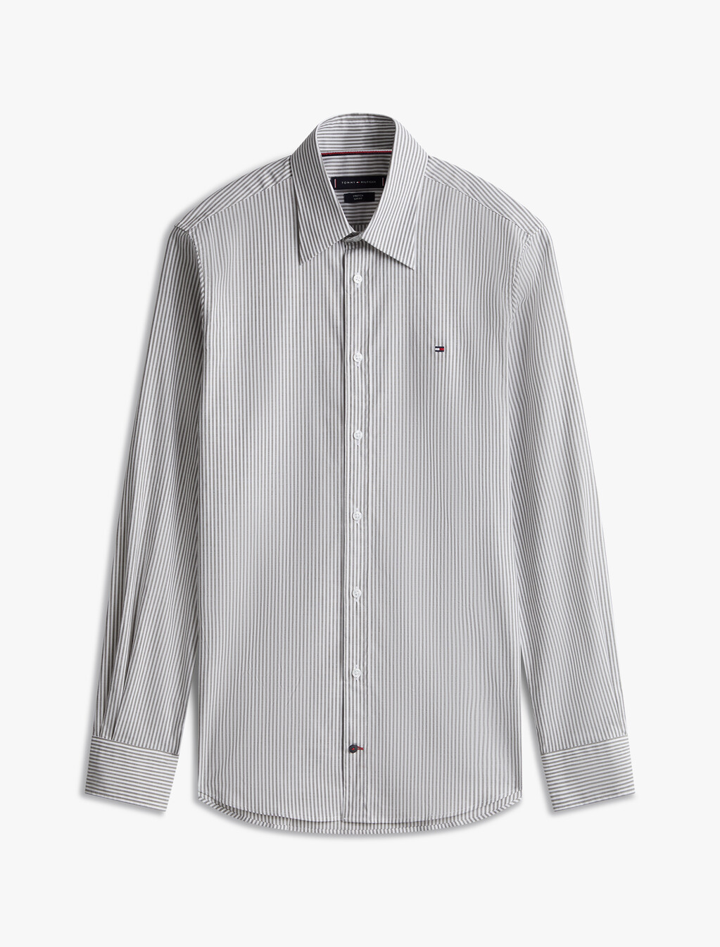 Stretch Poplin Stripe Shirt, Army Green / Optic White, hi-res
