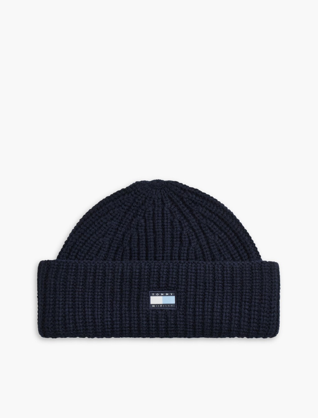 Tonal Flag Pure Wool Beanie, Navy Blue, hi-res