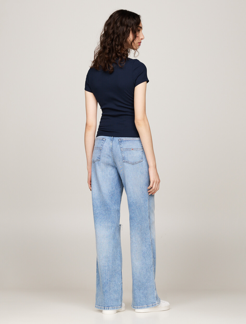 Slim Badge Ribbed T-Shirt, Dark Night Navy, hi-res