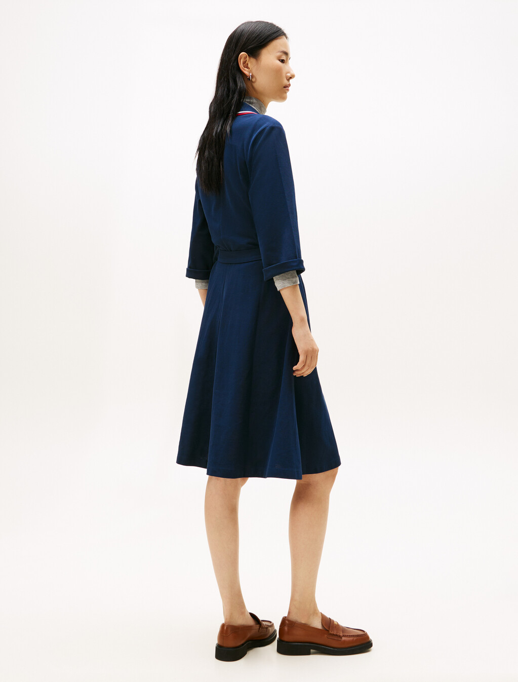 Buttoned Polo Dress, Dark Night Navy, hi-res