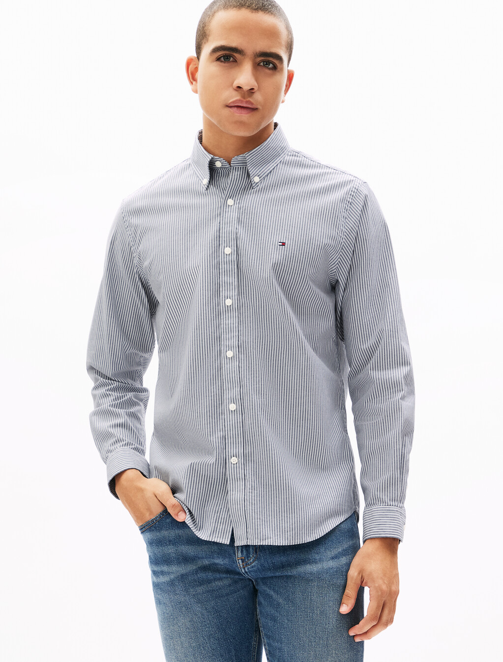 Oxford Stripe Long Sleeve Shirt, Desert Sky / Stripes, hi-res