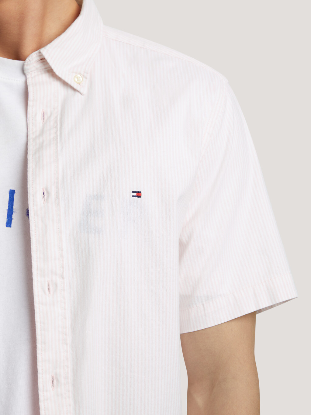 Flag Stripe Short Sleeve Shirt, Pink / Optic White, hi-res