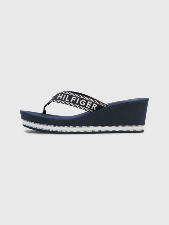 LOGO WEBBING HIGH WEDGE FLIP-FLOPS
