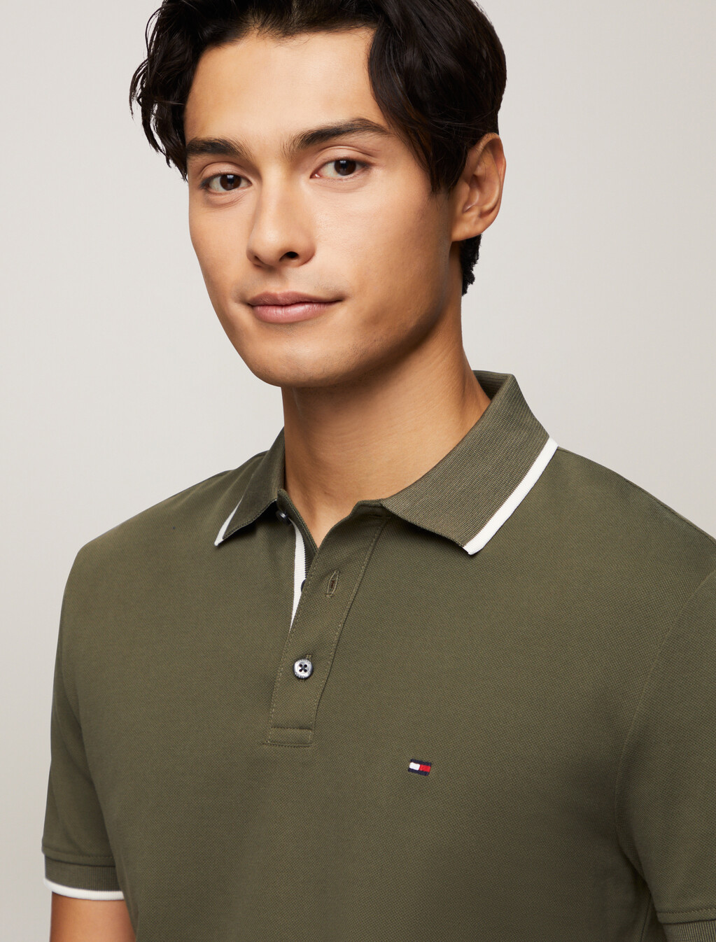 Mercerized Cotton Tipped Polo, Army Green, hi-res