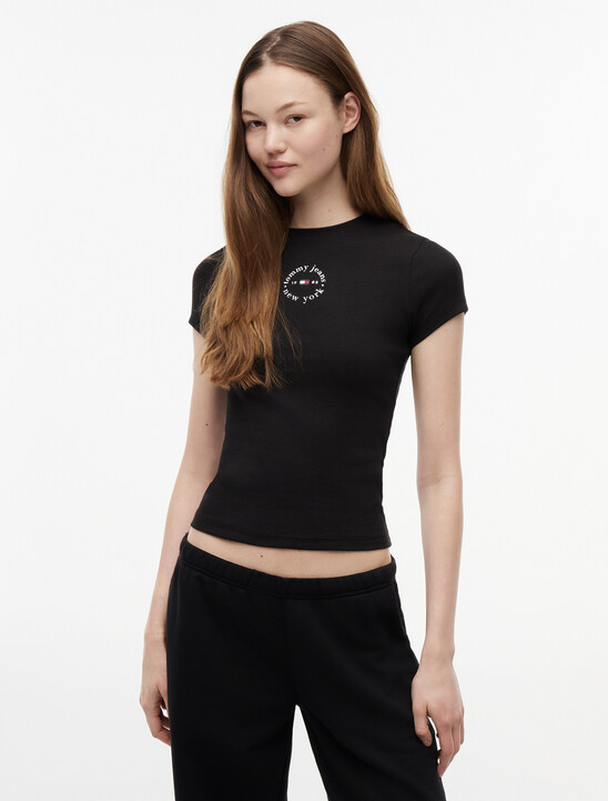 Essential Logo Slim Rib Knit T-Shirt