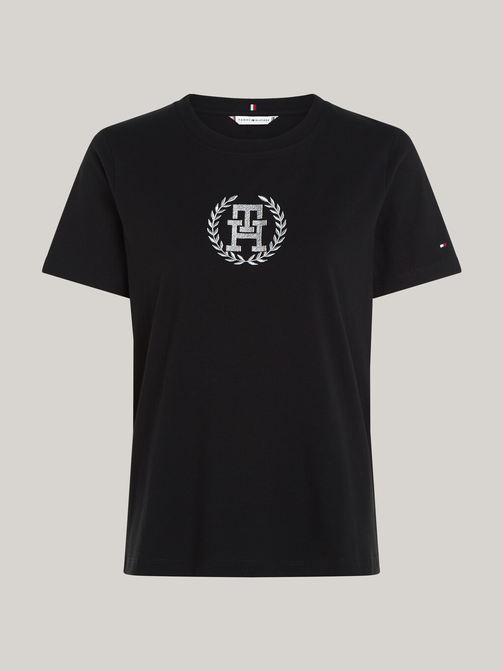 TH Monogram Crew Neck T-Shirt, Black, hi-res
