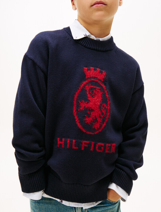 TH Crest Intarsia Crew Neck Jumper