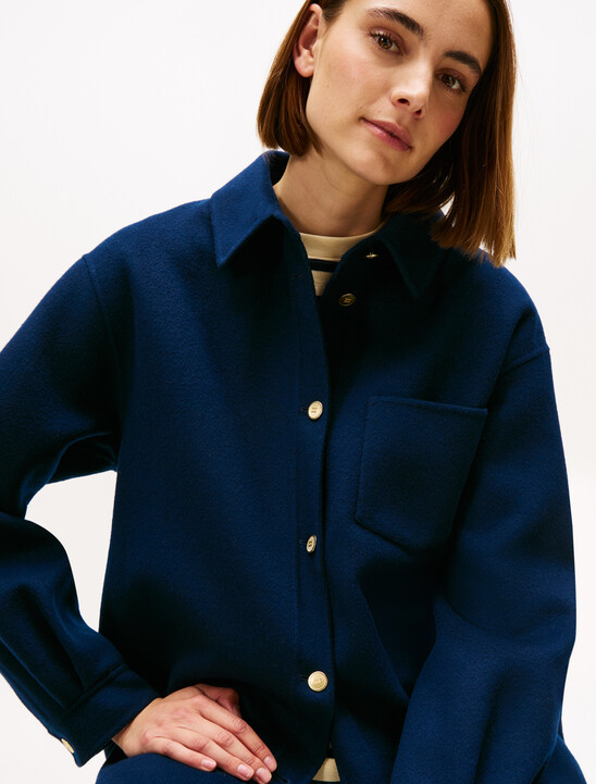 Wool Blend Pocket Regular Shacket