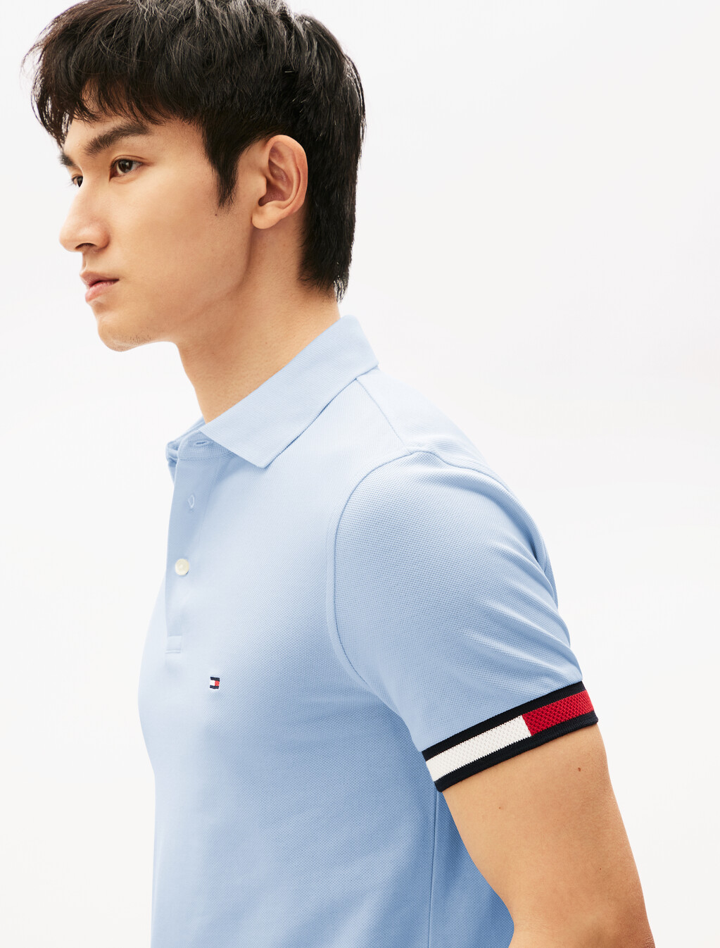 Flag Cuff Slim Polo, Sweet Blue, hi-res