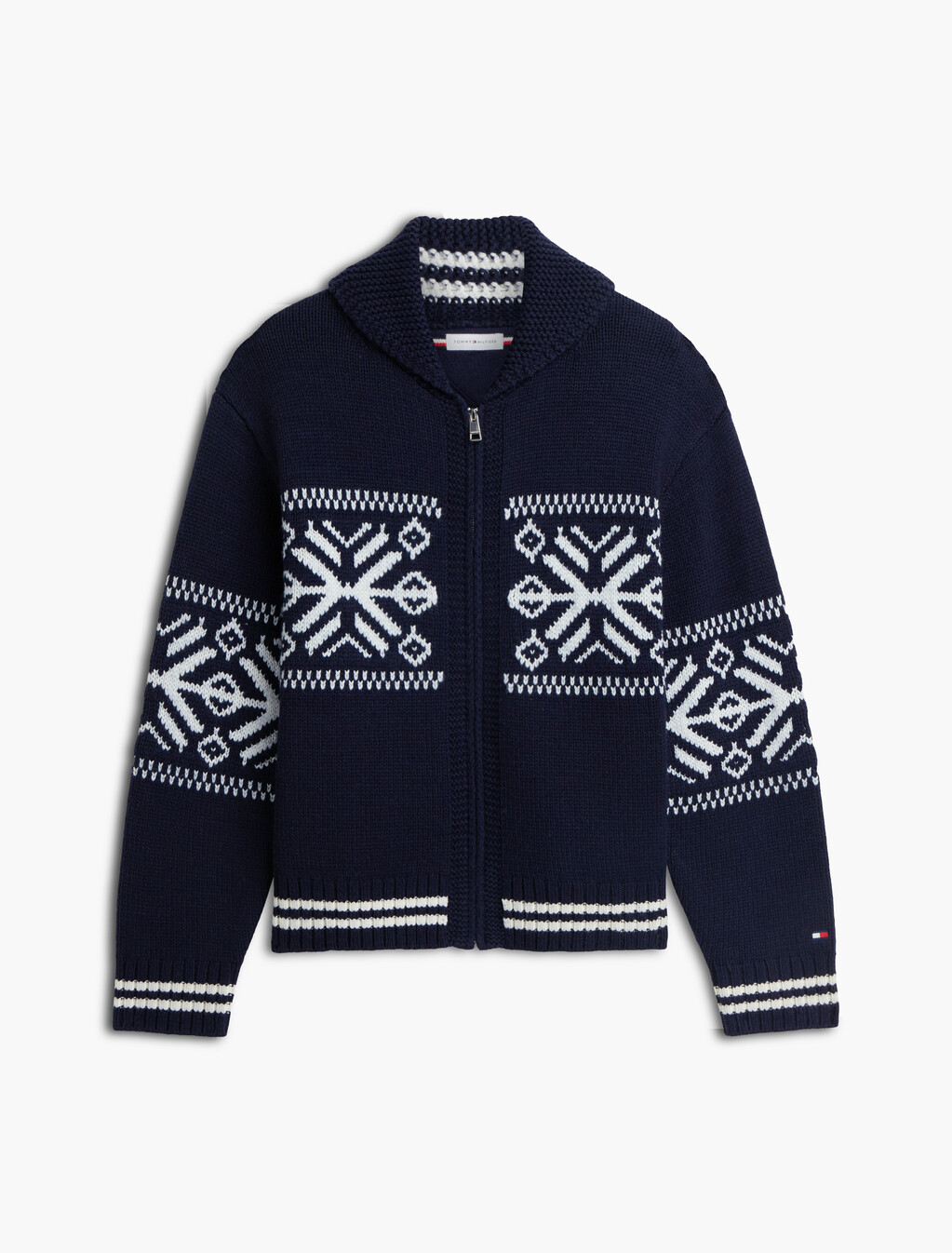 Fair Isle Wool Blend Varsity Jacket, Navy Blue/Ivory Petal, hi-res