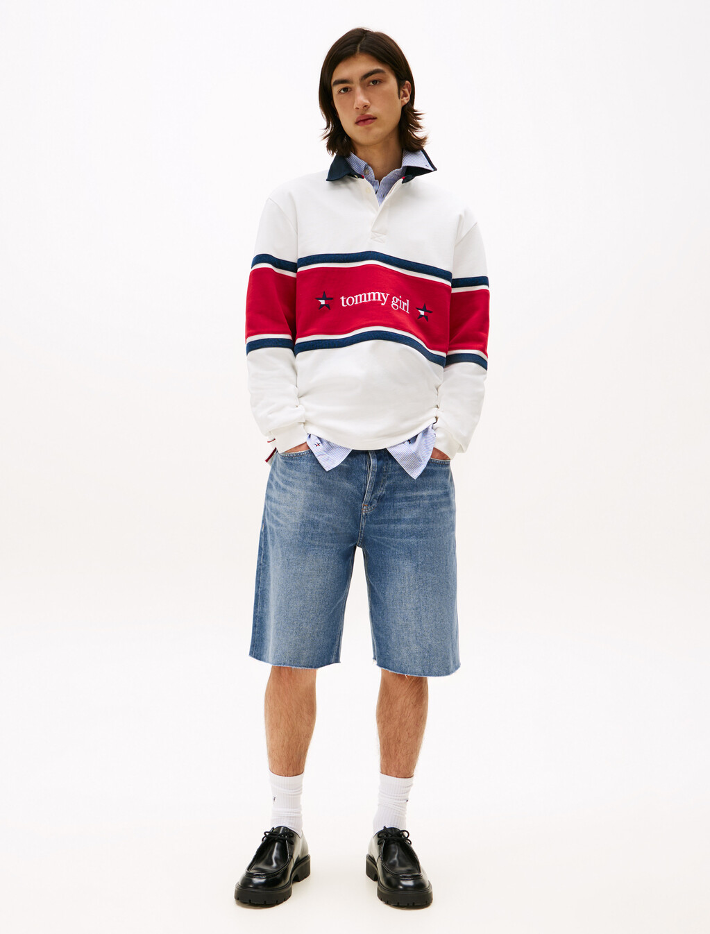 Tommy Girl Relaxed Denim Shorts, Indigo Wash, hi-res