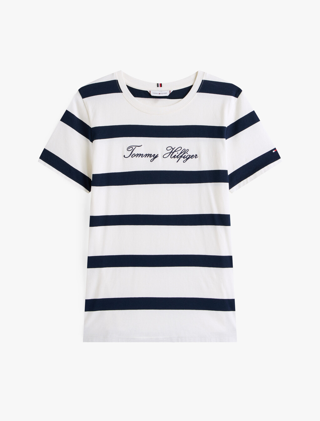 Script Logo Stripe T-Shirt, Wide Stp Ivory Silk / Dark Night, hi-res