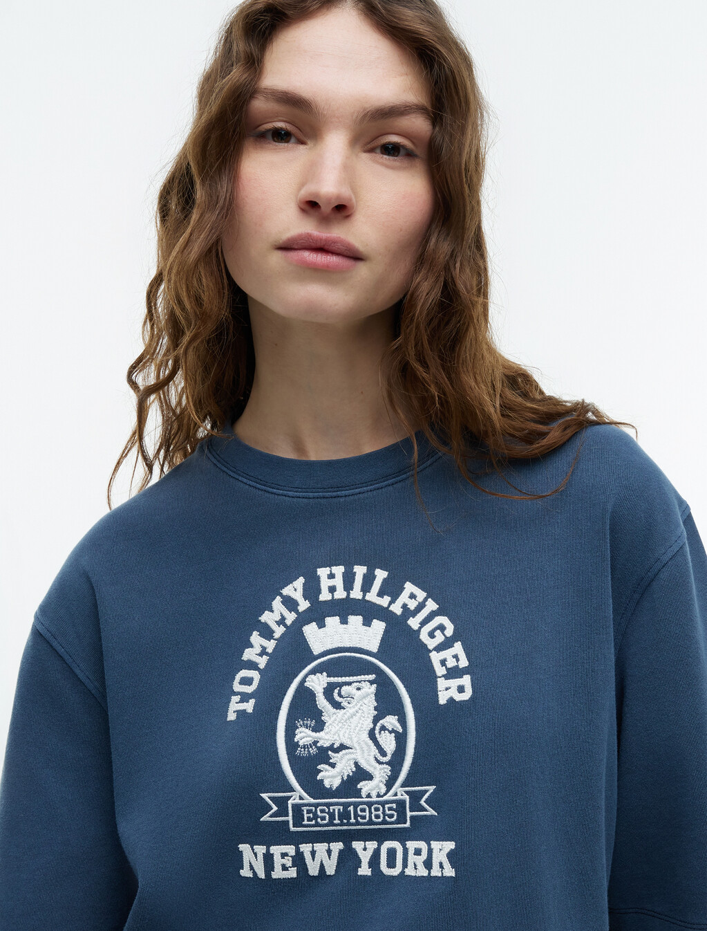 Crest Embroidery Relaxed Washed Jersey T-Shirt, Dark Night Navy, hi-res