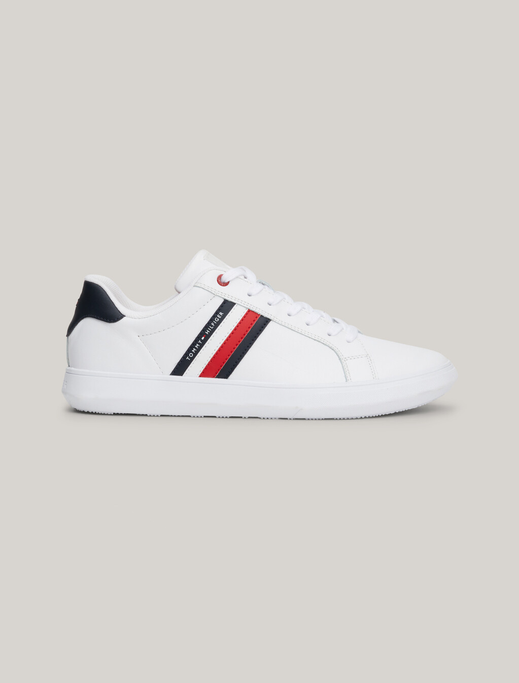 Essential Leather Cupsole Trainers, White, hi-res
