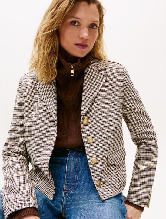 Fine Check Boxy Blazer