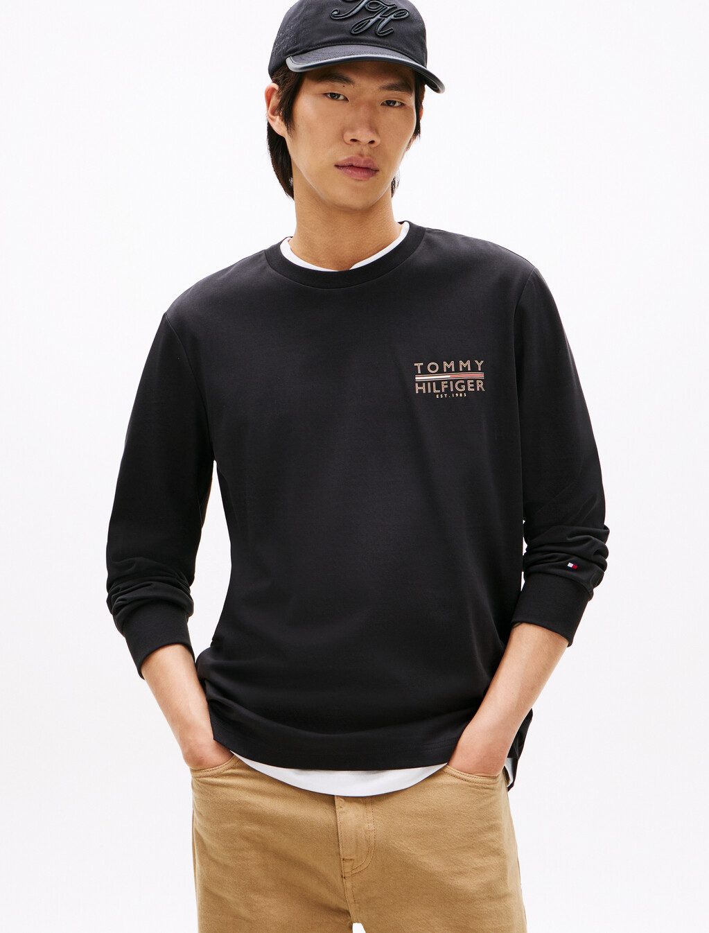 Icon Logo Embroidery Long Sleeve T-Shirt, Black, hi-res