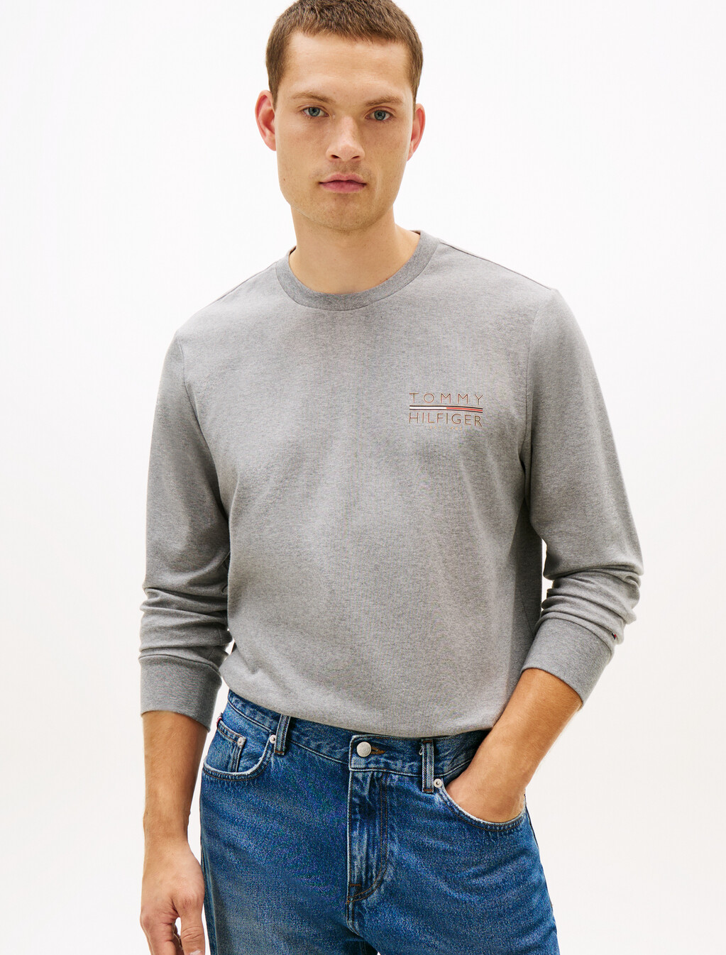 Icon Logo Embroidery Long Sleeve T-Shirt, Medium Grey Heather, hi-res