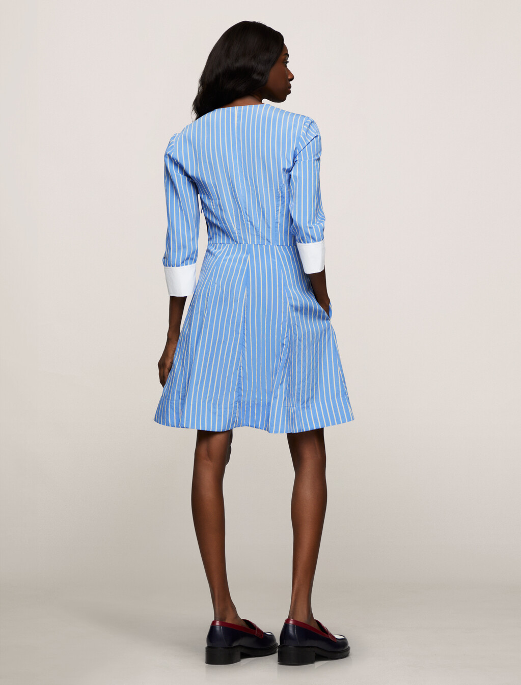 Stripe Fit and Flare Dress, Stripe/ Vessel Blue, hi-res