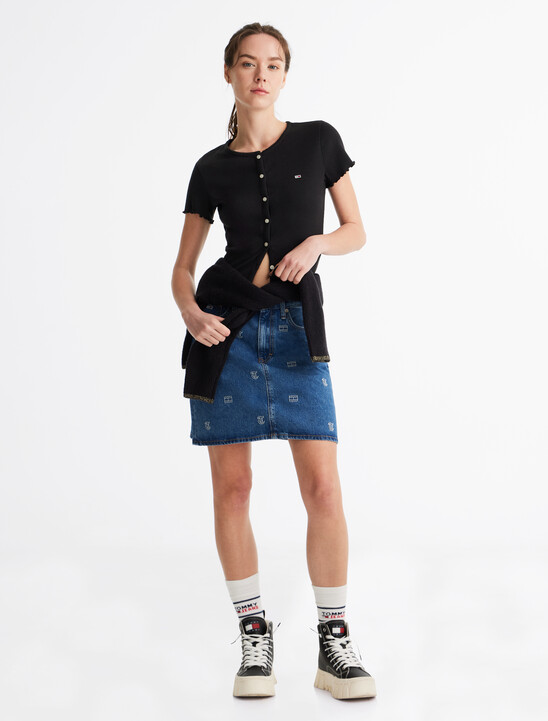 Scallop Trim Rib Knit Top