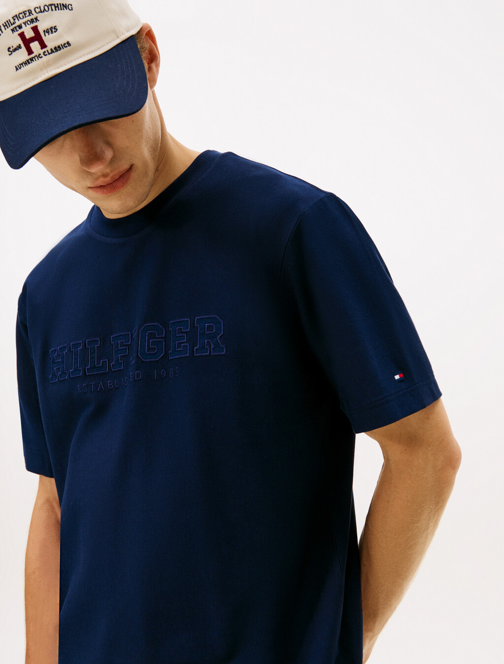 Logo Embroidery Relaxed Crew Neck T-Shirt, Dark Night Navy, hi-res