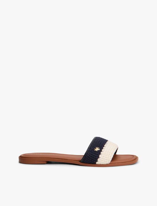 Logo Plaque Colour-Blocked Woven Mules