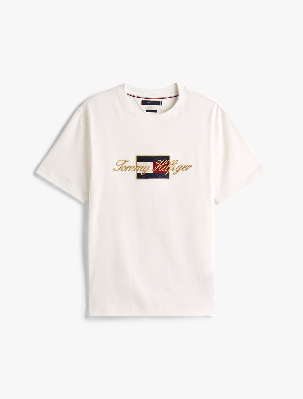 Logo Embroidery Crew Neck T-Shirt, Ecru, hi-res
