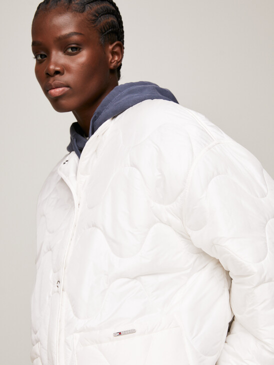 Collarless Padded Quilted Liner Jacket