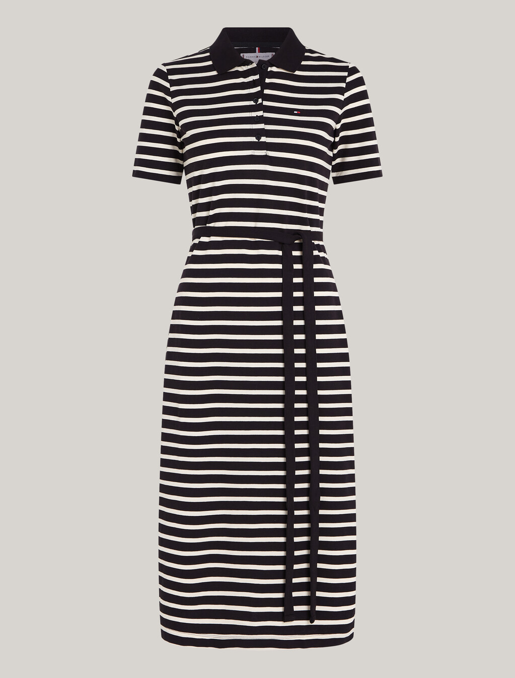 Breton Stripe Midi Polo Dress, Breton Stp/ Black/ Calico, hi-res