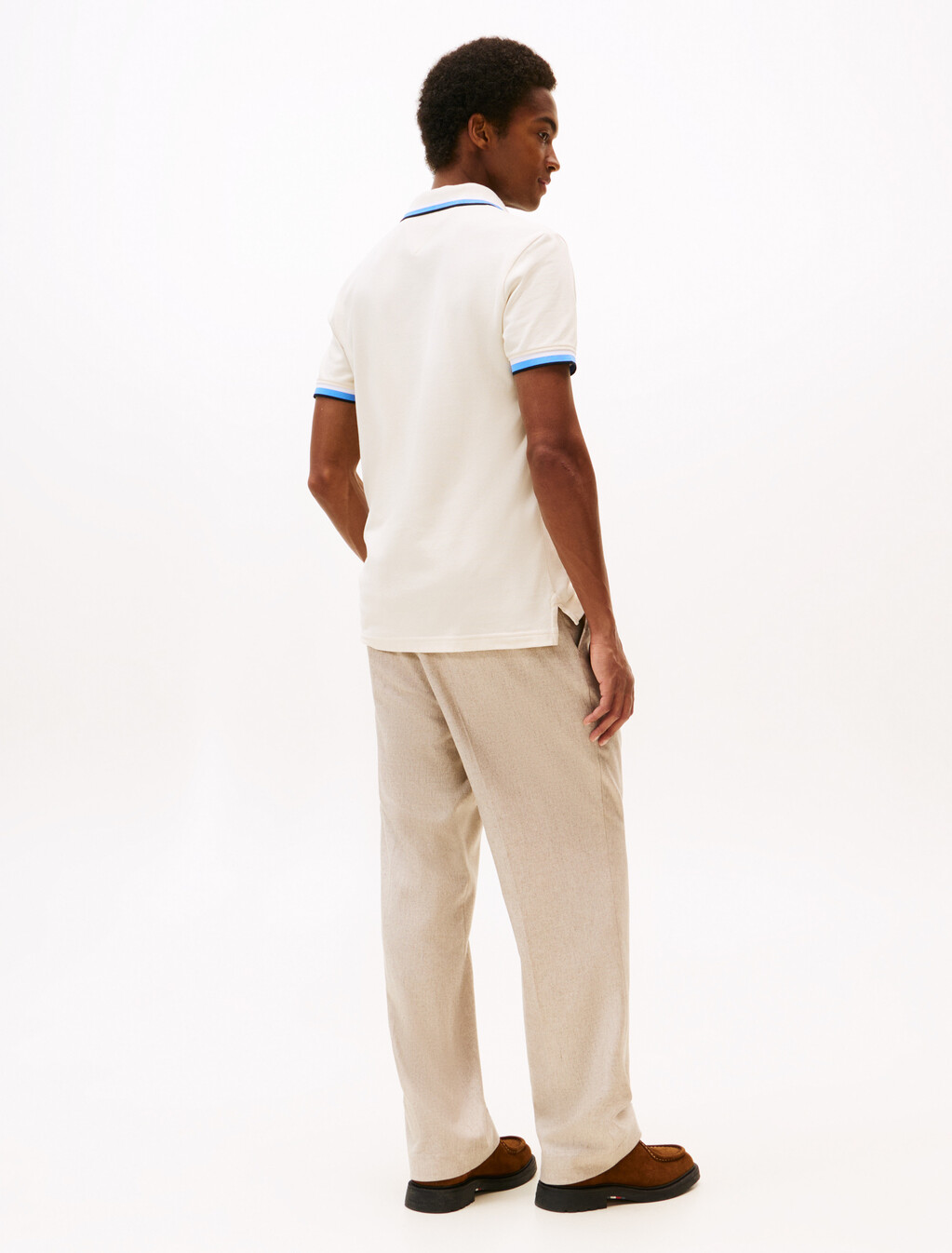 Tipped Short Sleeve Polo, Ivory Petal, hi-res