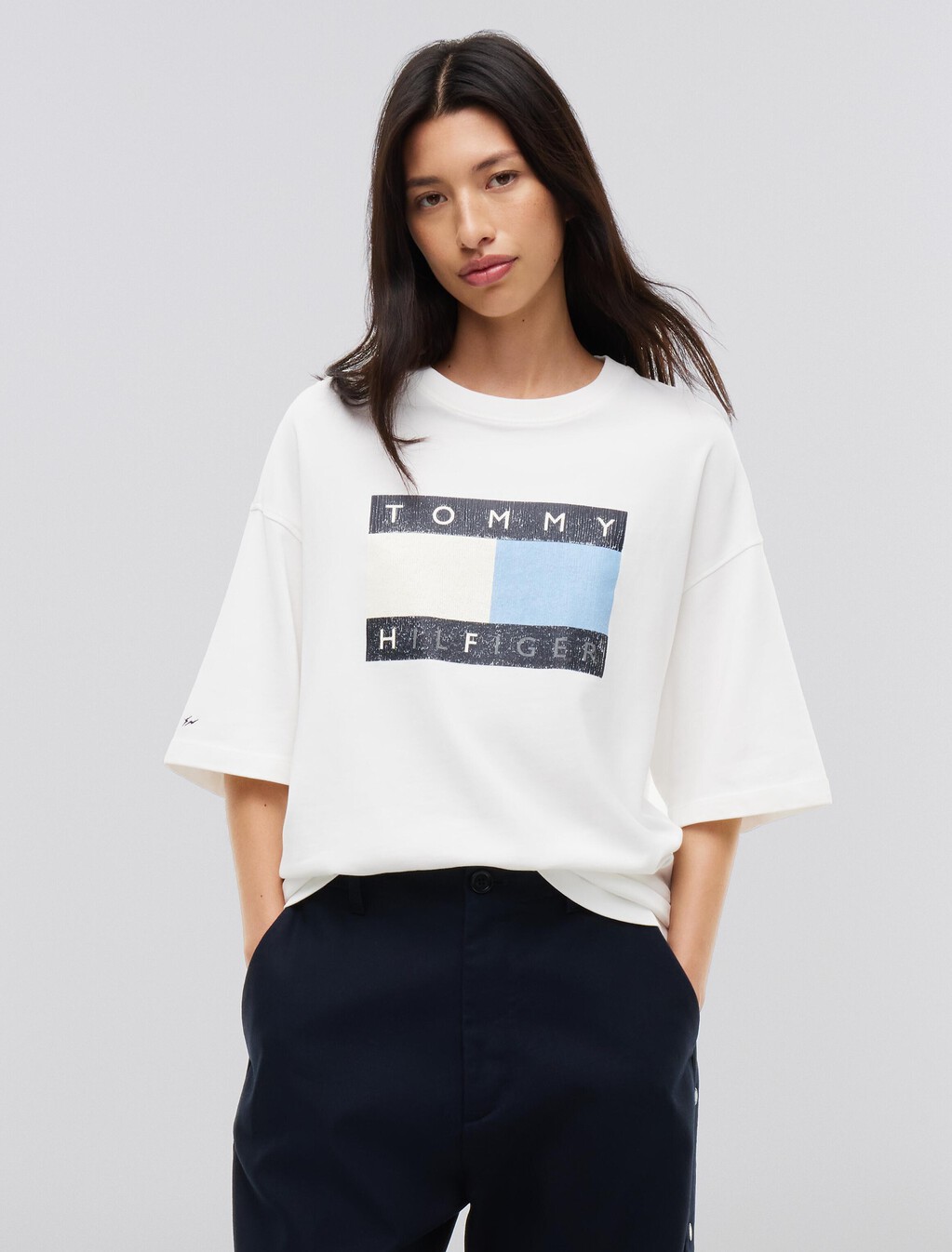 Washed Flag Relaxed Jersey T-Shirt, Ecru, hi-res
