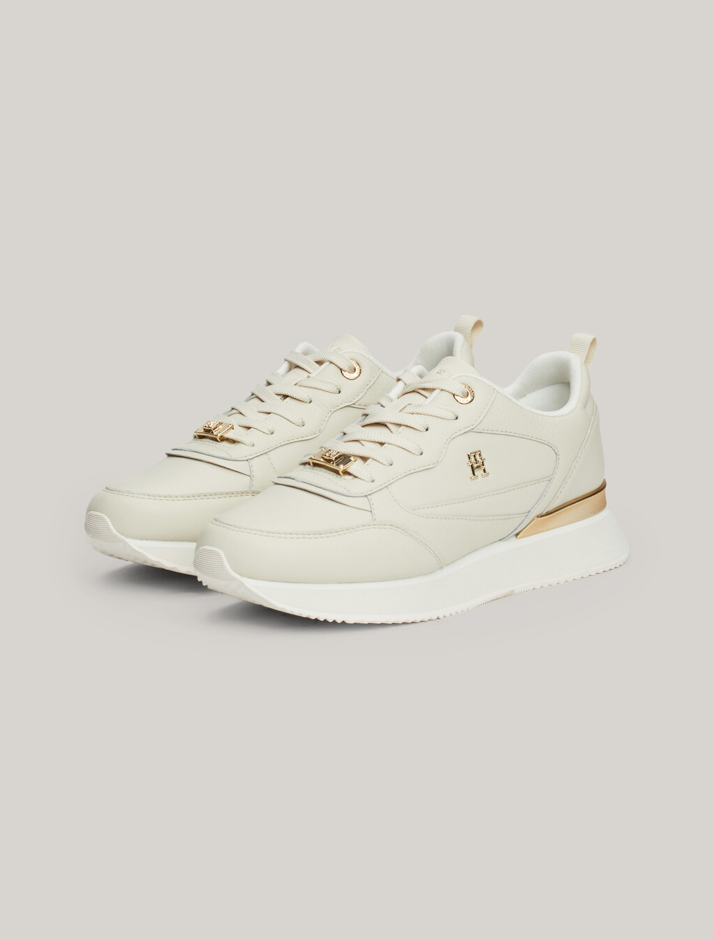 Leather TH Monogram Runner Trainers, Newsprint, hi-res