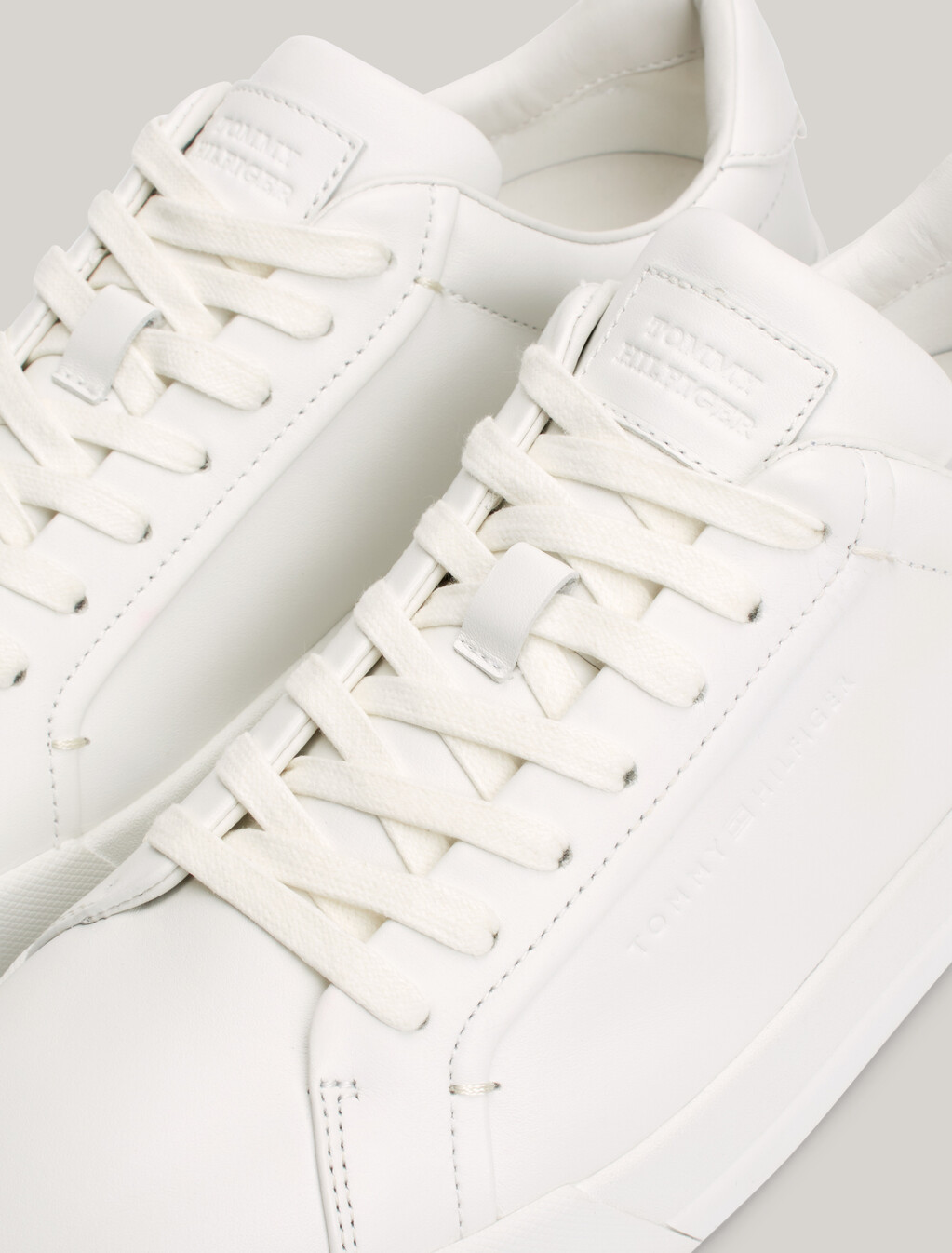 Premium Leather Court Trainers, Ecru, hi-res