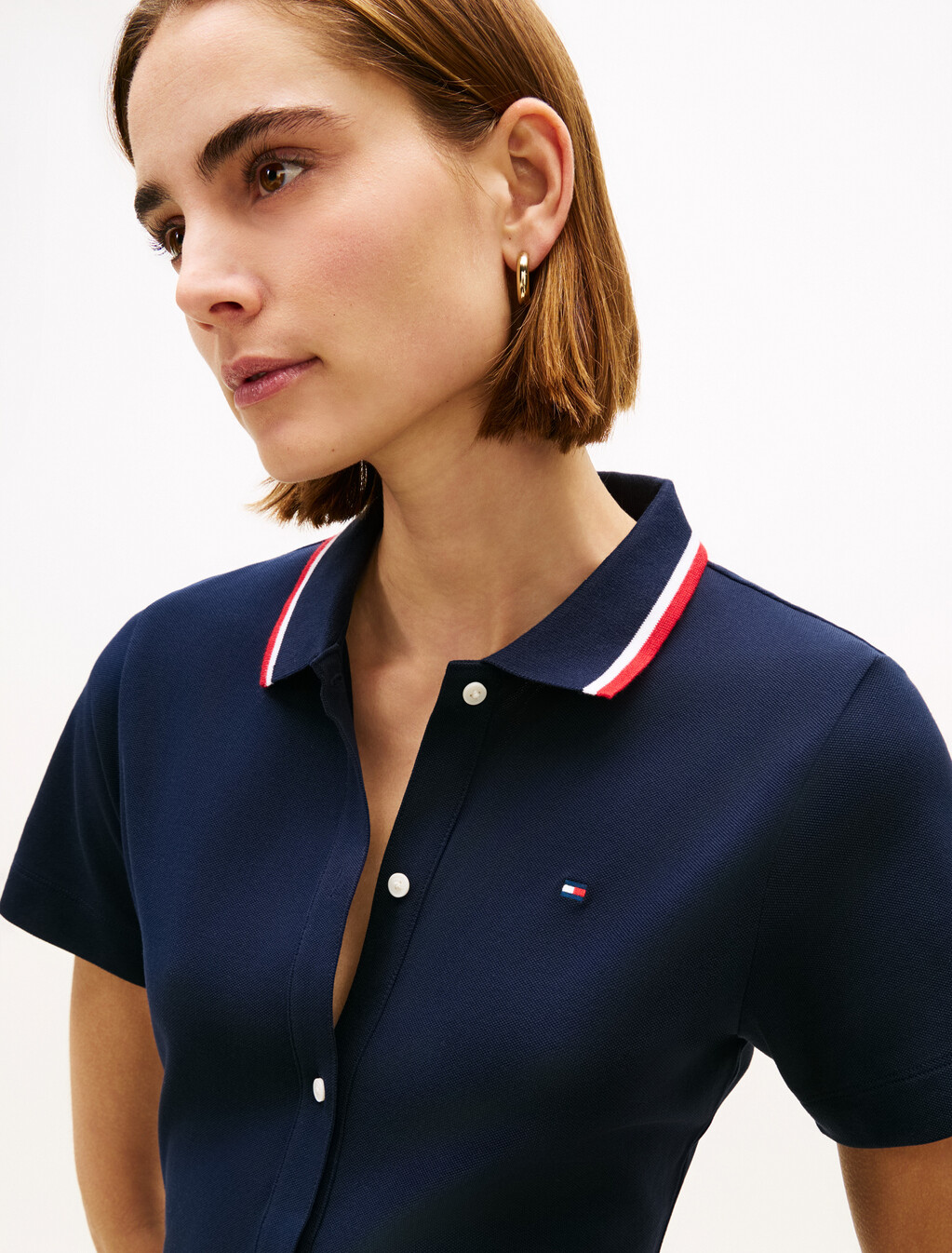 Fit & Flare Midi Polo Dress, Dark Night Navy, hi-res