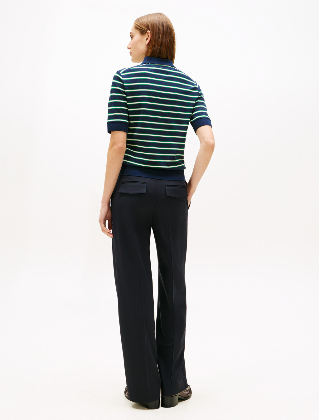 Regular Fit Pique Zip Polo Shirt, Navy/Nouv Green/Calico Multi Stp, hi-res