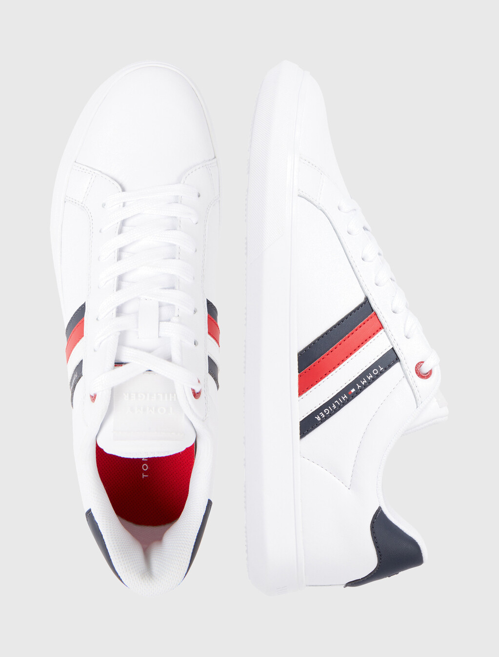 Essential Leather Cupsole Trainers, White, hi-res