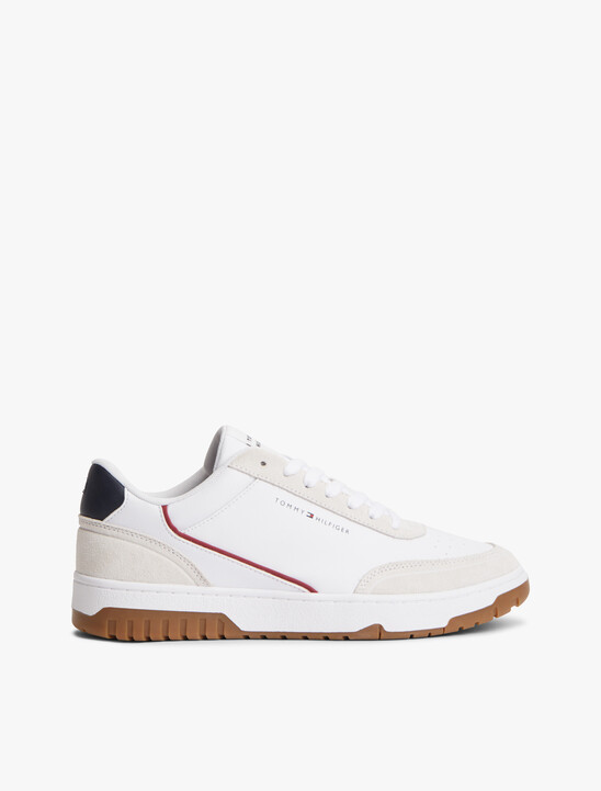 Mixed Texture Leather Basketball Trainers