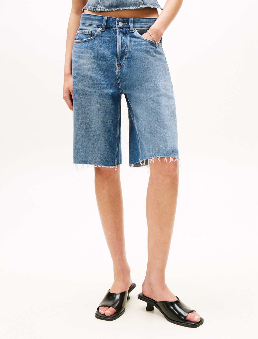 Tommy Girl Relaxed Denim Shorts, Indigo Wash, hi-res